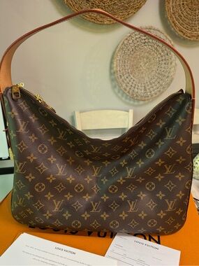 Louis Vuitton Monogram Canvas Hobo Shoulder Bag in Brown and Tan